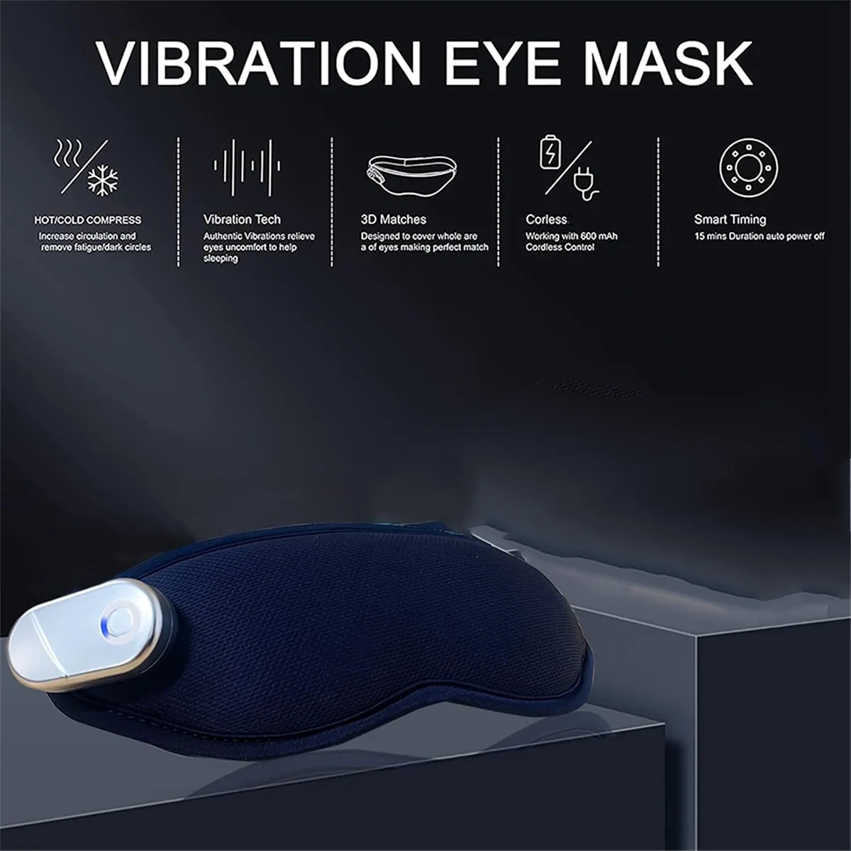 Electric Heated Eye Mask Relieve Eye Fatigue 3D Eye Patch with Vibration and Massager Wireless Sleep Aid Device with Heat Compress and Cold Compress
