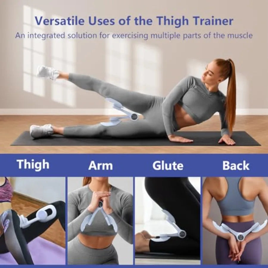 Thigh Trainer, 360°Adjustable Pelvic Floor Muscle Trainer with LED Display, Inner Thigh Exerciser with 20LB Resistance Band for