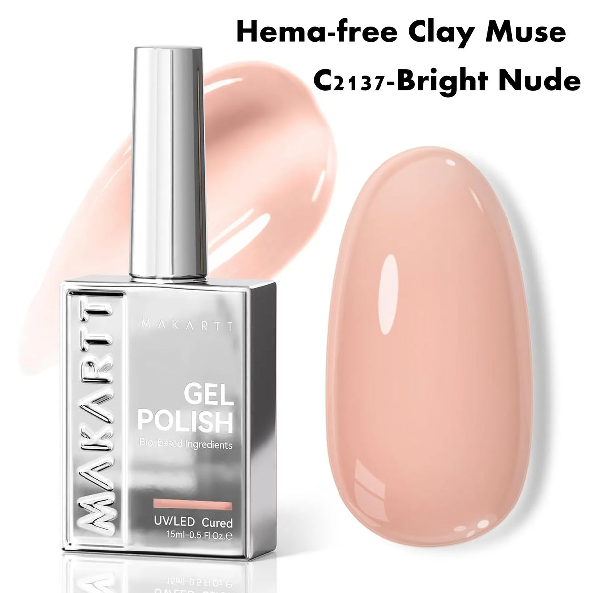 Makartt Jelly Nude Gel Nail Polish 15ML Hema-Free Cashmere Neutral Sheer Translucent UV LED Soak Off Manicure DIY Salon Gift