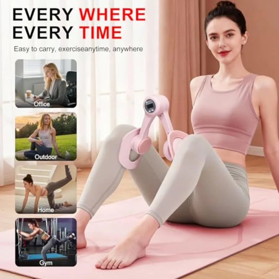 Thigh Trainer, 360°Adjustable Pelvic Floor Exercise Device with Auto-Counter Display, Inner Thigh Exerciser with 25-35 LB Resis