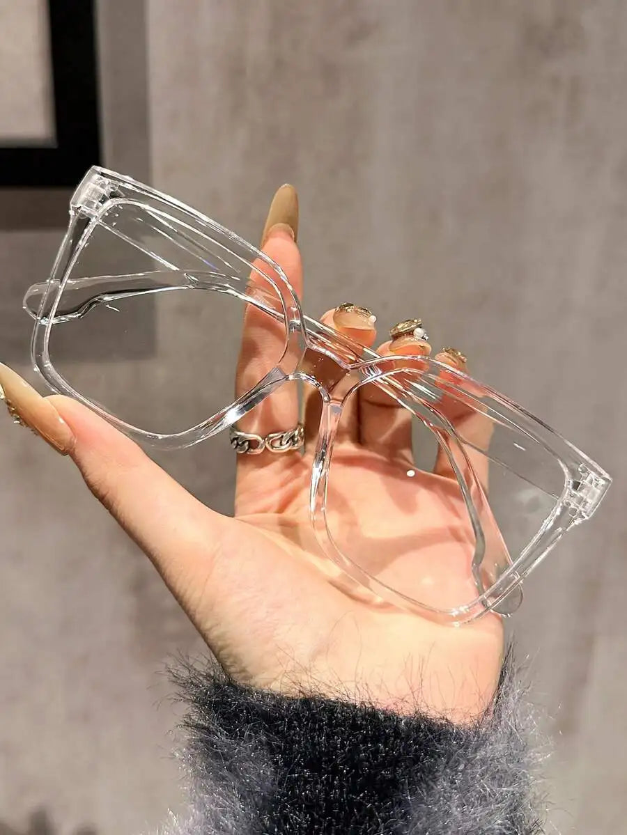 1-4 Pairs Women's Multi-Color Plastic Square Casual Classic Portable Transparent Glasses Set, Suitable For Back To School,