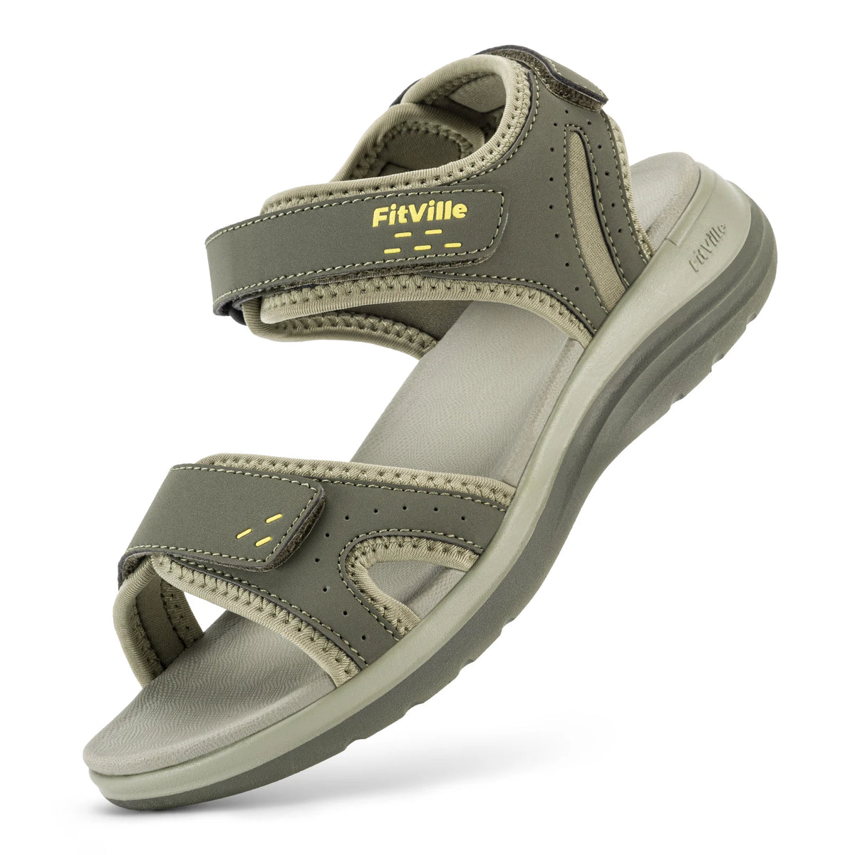 FitVille Women's Sandals Adjustable Ankle Strap for Swollen and Flat Feet Wide Arch Support Open Toe Orthopedic Sandals