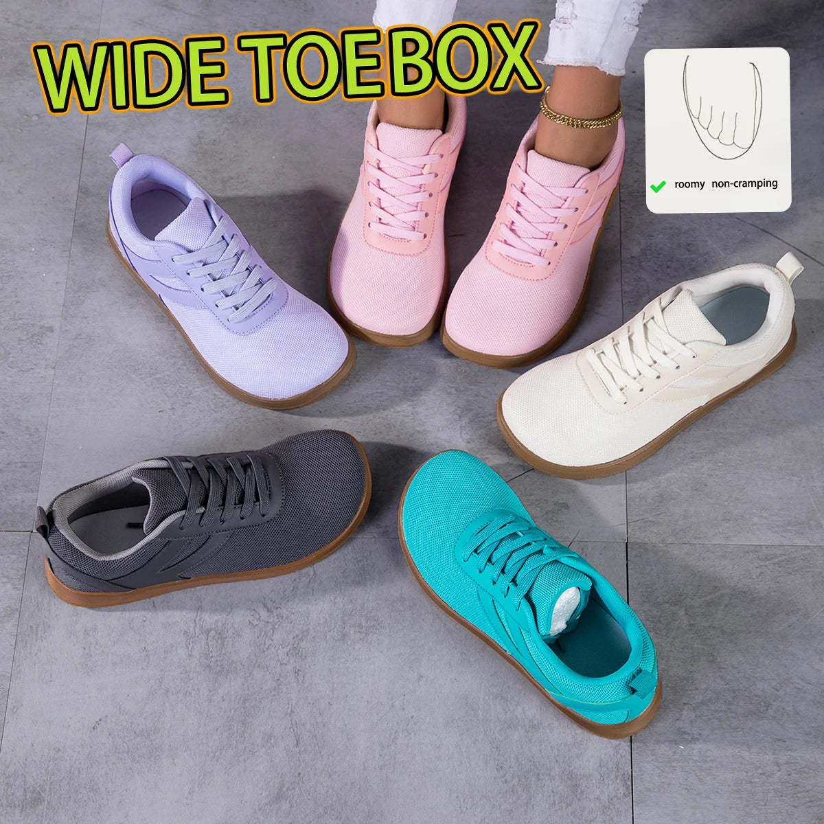 2026 New Wide-Toe Women's Sneakers, Breathable and Slip-Resistant, Comfortable and Lightweight Casual Shoes for Daily Walking and Training, German-Style Trainer, Unisex Design