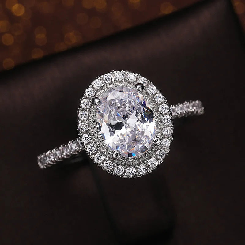 Real Moissanite 925 Sterling Silver Ring For Women Square Round 1CT 2CT 3CT Brilliant Diamond Finger Band Wedding Jewelry Gift