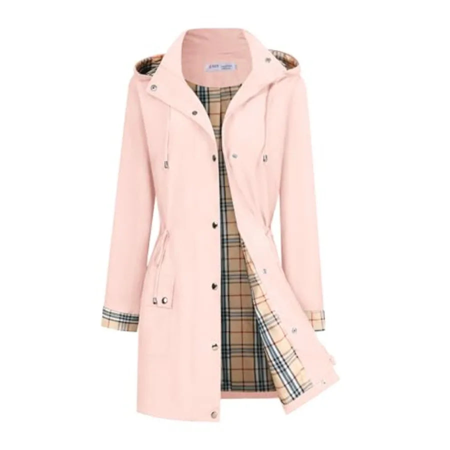 BBX Lephsnt Rain Coats for Women Waterproof Rain Jacket Lightweight Windbreaker Outdoor Hooded Trench Coat