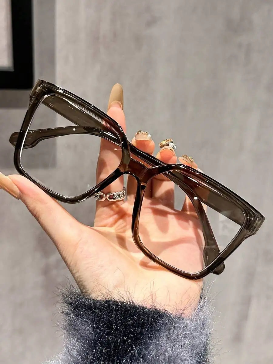 1-4 Pairs Women's Multi-Color Plastic Square Casual Classic Portable Transparent Glasses Set, Suitable For Back To School,