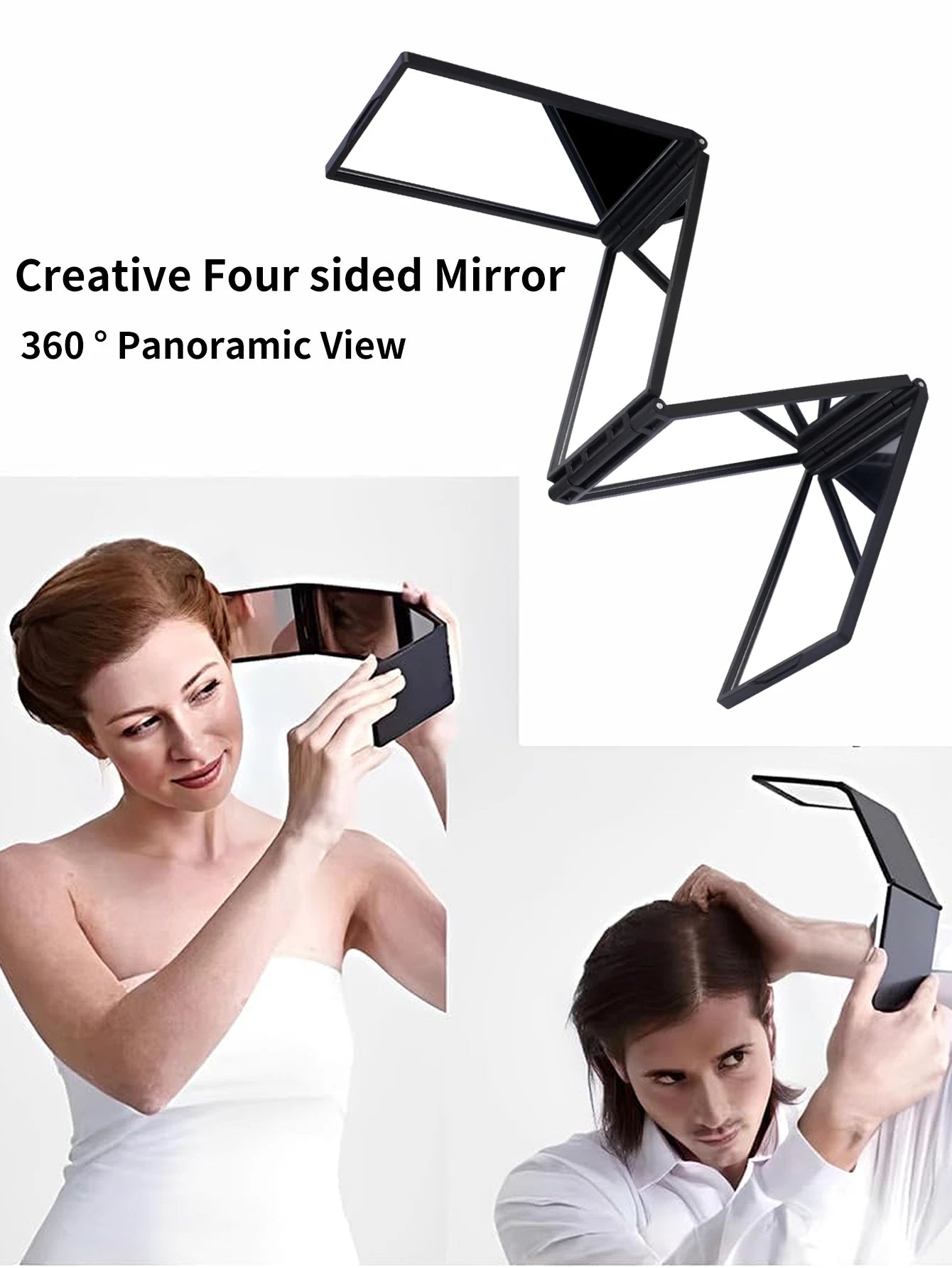 1pcs 4 sides foldable mirror DIY beauty mirror portable small mirror back of head mirror 360 degree handheld makeup mirror with