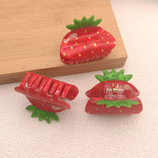 1pc cute little strawberry hair clip mini half updo hair clip fashion ponytail clip female daily holiday party hair accessory