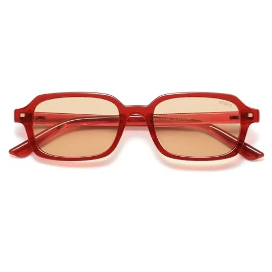 Trendy Rectangle Polarized Sunglasses Womens Mens, Small Retro Fashion Thin Slim Square Sunnies SJ2610