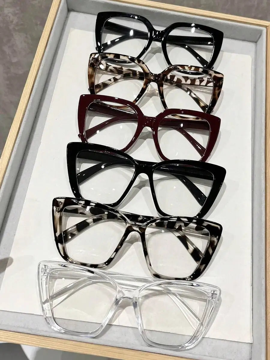 1-4 Pairs Women's Multi-Color Plastic Square Casual Classic Portable Transparent Glasses Set, Suitable For Back To School,