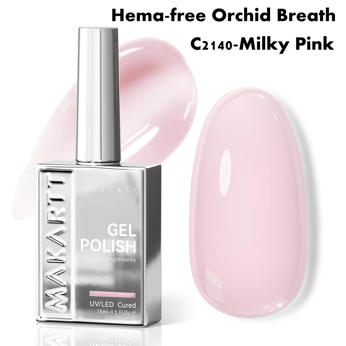 Makartt Jelly Nude Gel Nail Polish 15ML Hema-Free Cashmere Neutral Sheer Translucent UV LED Soak Off Manicure DIY Salon Gift