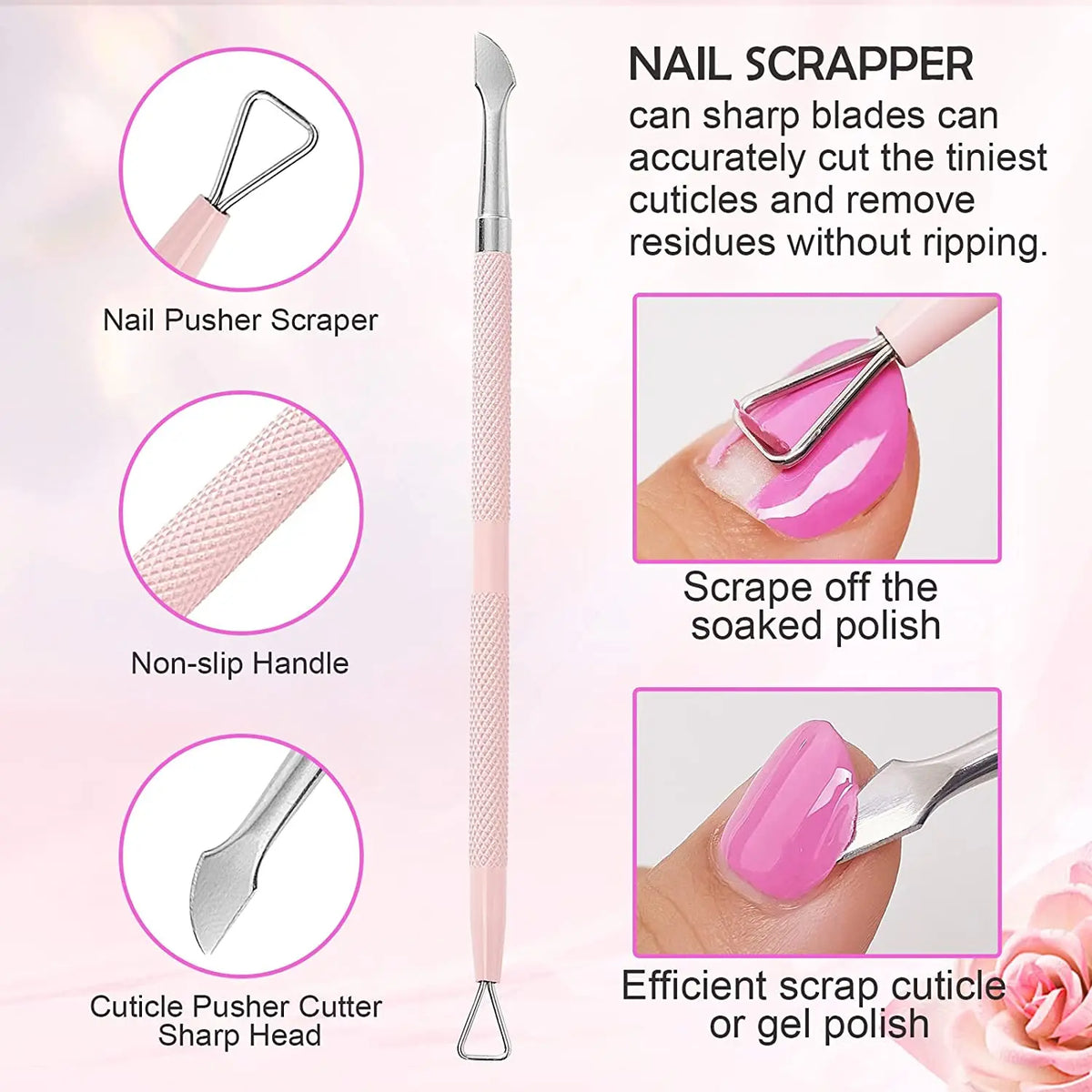 Cuticle Trimmer Cuticle Remover with Cuticle Pusher, Professional Stainless Steel Durable Pedicure Manicure Tools Cutter Nipper