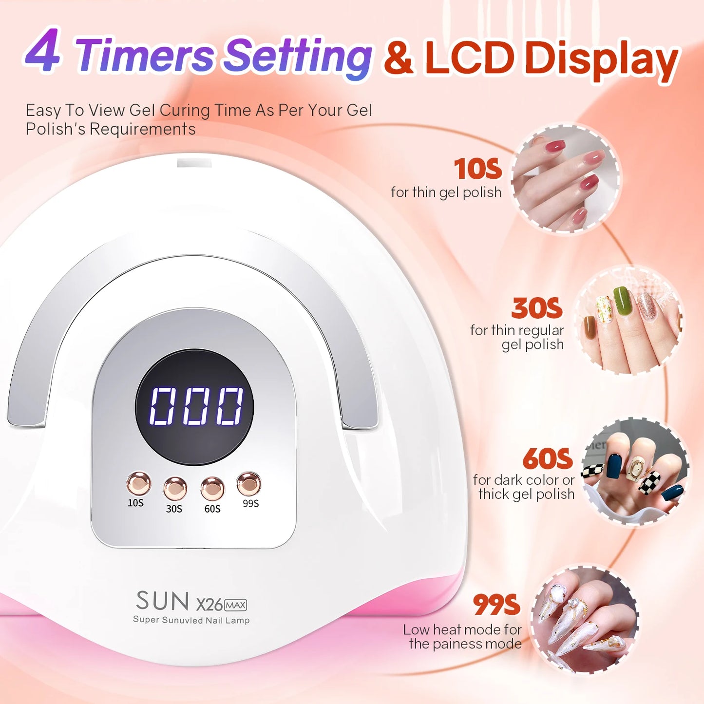 380W UV LED Lamp For Nails With 4 Timer Memory Function Lamp For Gel Polish Drying Lamp Nail  With Auto Smart Sensor Nail