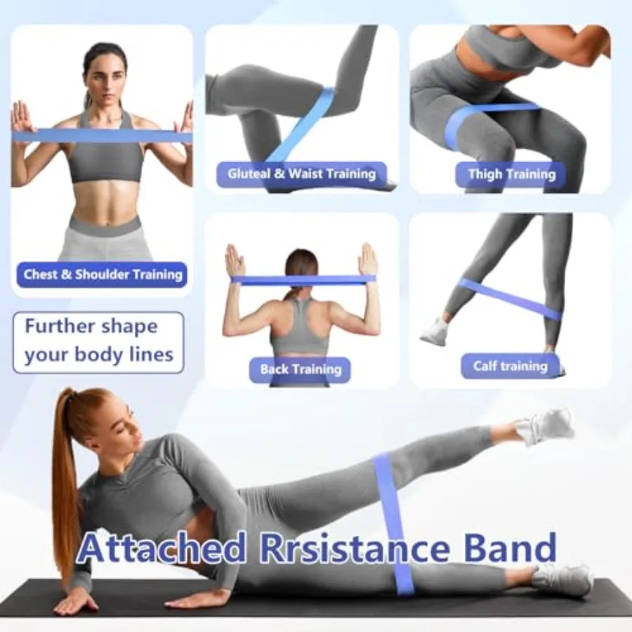 Thigh Trainer, 360°Adjustable Pelvic Floor Muscle Trainer with LED Display, Inner Thigh Exerciser with 20LB Resistance Band for