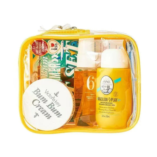 Sol de Janeiro Brazilian Bum Bum Cream & Shower Gel & Body Mist Travel Set - 3pcs Body Care Kit with Pouch