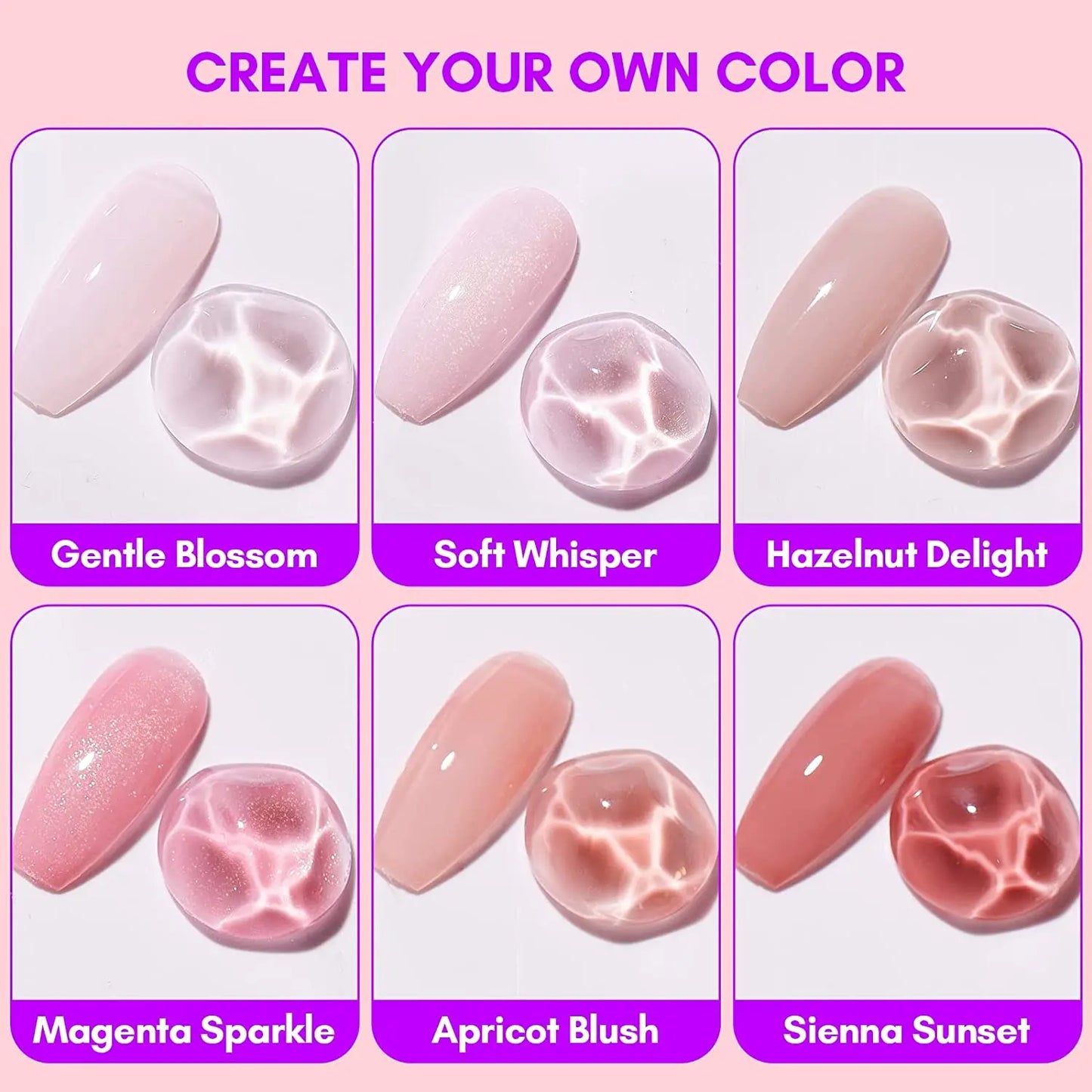 Makartt Gel Nail Polish, Natural Nude Jelly Pink Milky White Red Glitter Gel Polish 6PCS Summer 8ML Soak Off UV LED Gel Polish
wendy~