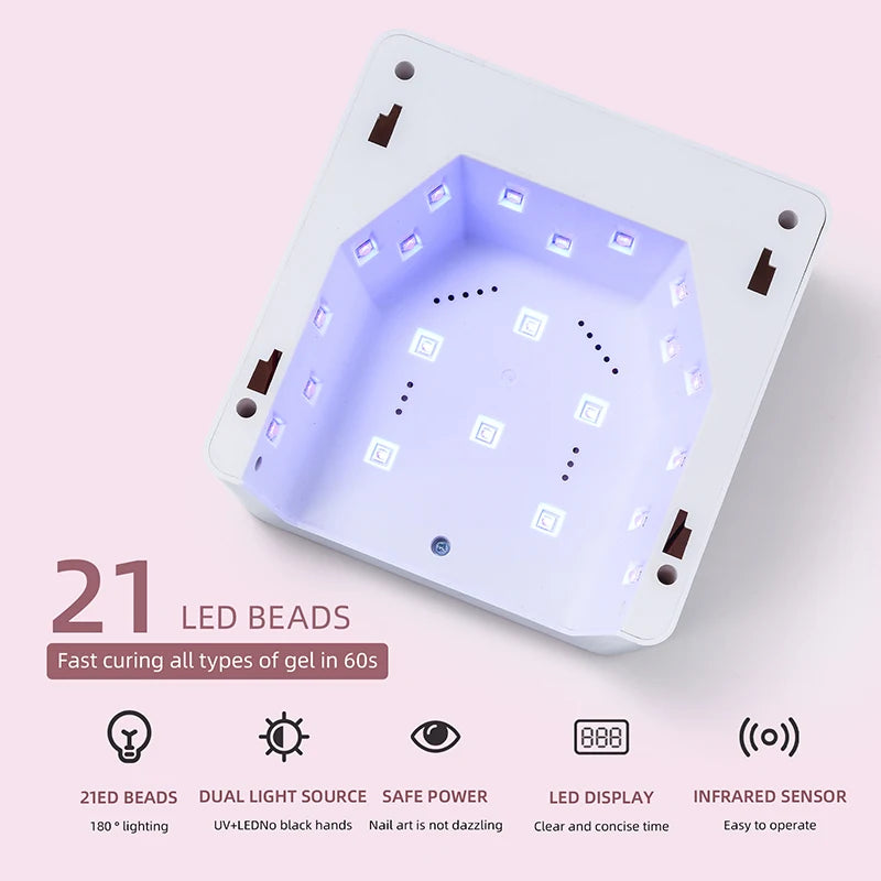 New UV LED Nail Lamp 21LEDS Quick Gel Polish Drying Lamp For Manicure 10S/30S/60S/99S Timer Professional Nail Lights Salon Tools