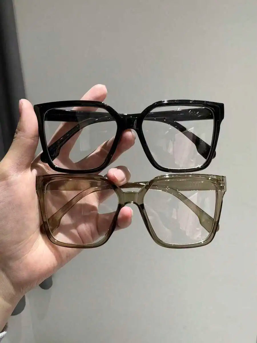 1-4 Pairs Women's Multi-Color Plastic Square Casual Classic Portable Transparent Glasses Set, Suitable For Back To School,
