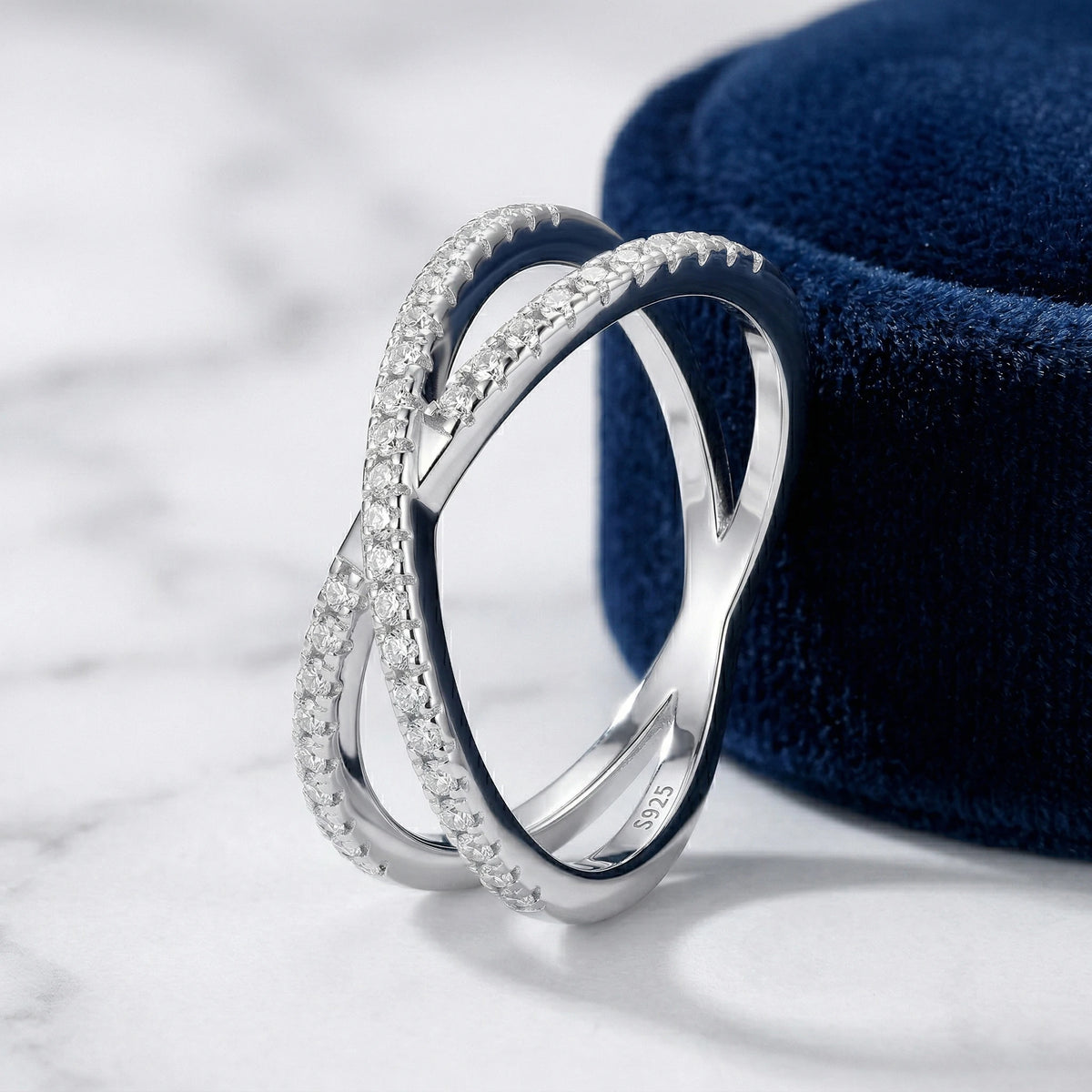 Moissanite Ring, 925 Sterling Silver, D Color VVS1, X-Shape Crossover Design, Unisex Stackable, Couple Ring, Certificate Quality,Luxury Sparkling Anniversary Fine Jewelry Gifts for Wife Women Girls Friends