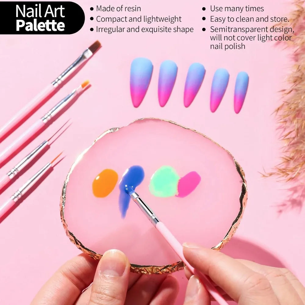 Professional Nail Art Kit Complete Set With Nail Stand Holder Nail Dotting Tools And Brushes For Acrylic Gel Polish Painting Nail Designer Manicure Pedicure Supplies Starter Kit For Beginners Adults