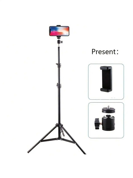 1pc 63-inch With Foldable Tripod & Phone Holder Clip 160.02 Cm Multifunctional Tripod, Tripod For Phone And Camera