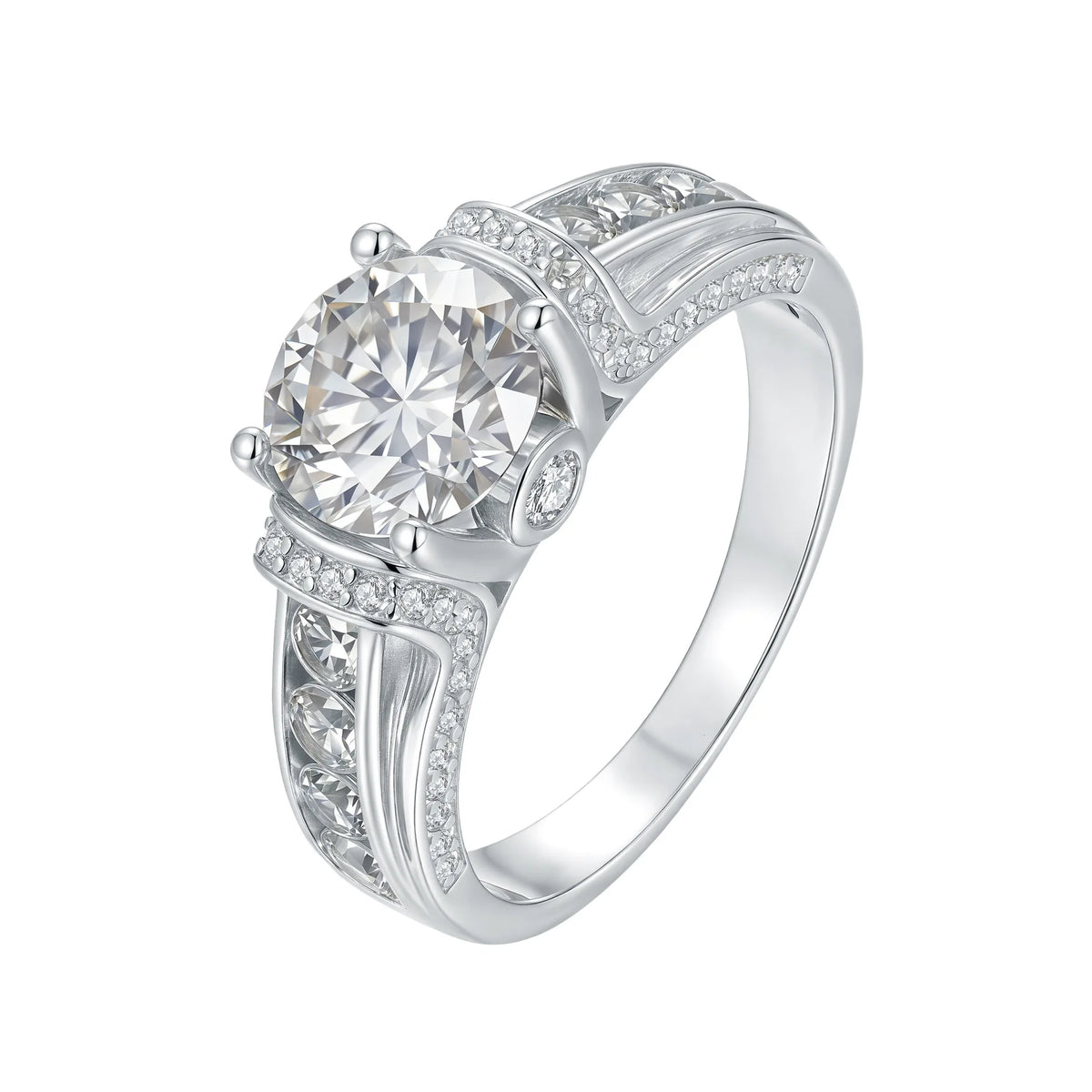 3 Carat Round D Color VVS1 Moissanite Ring, 925 Sterling Silver, 4 Prong Setting, Jewelry Gift, Pass Diamond Tester