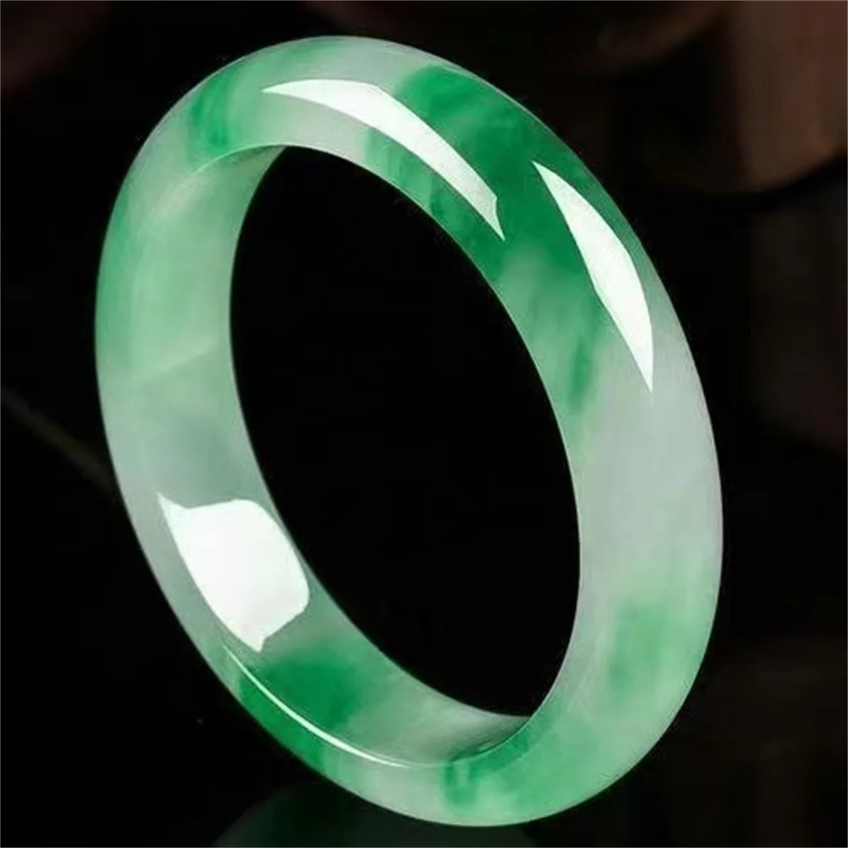Light Green Jade Bracelet Fashion Accessories Jadeite Natural Charm Jewelry Women Men Handcarved Round Bangle Hand Ring