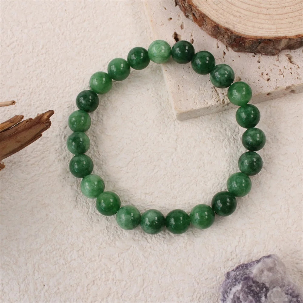 Genuine Jade Bracelet for Women Mens Green Crystal Beaded Bangle Fortune Braclet Natural Stone Clearance Jewelry