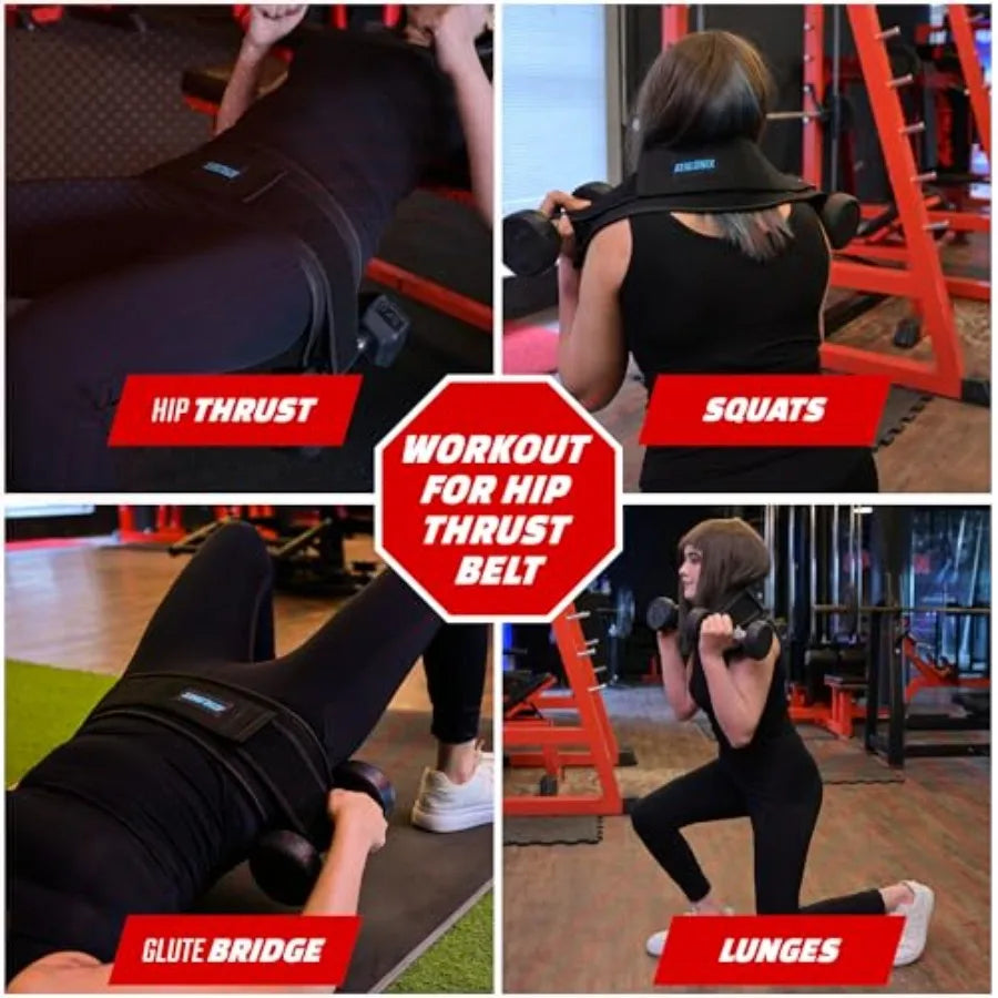 Hip Thrusts Belt for Weights, Kettlebells and Dumbbells, Extra Wide and Long Design with Thick Padding, Glute Builder Hip Thrus