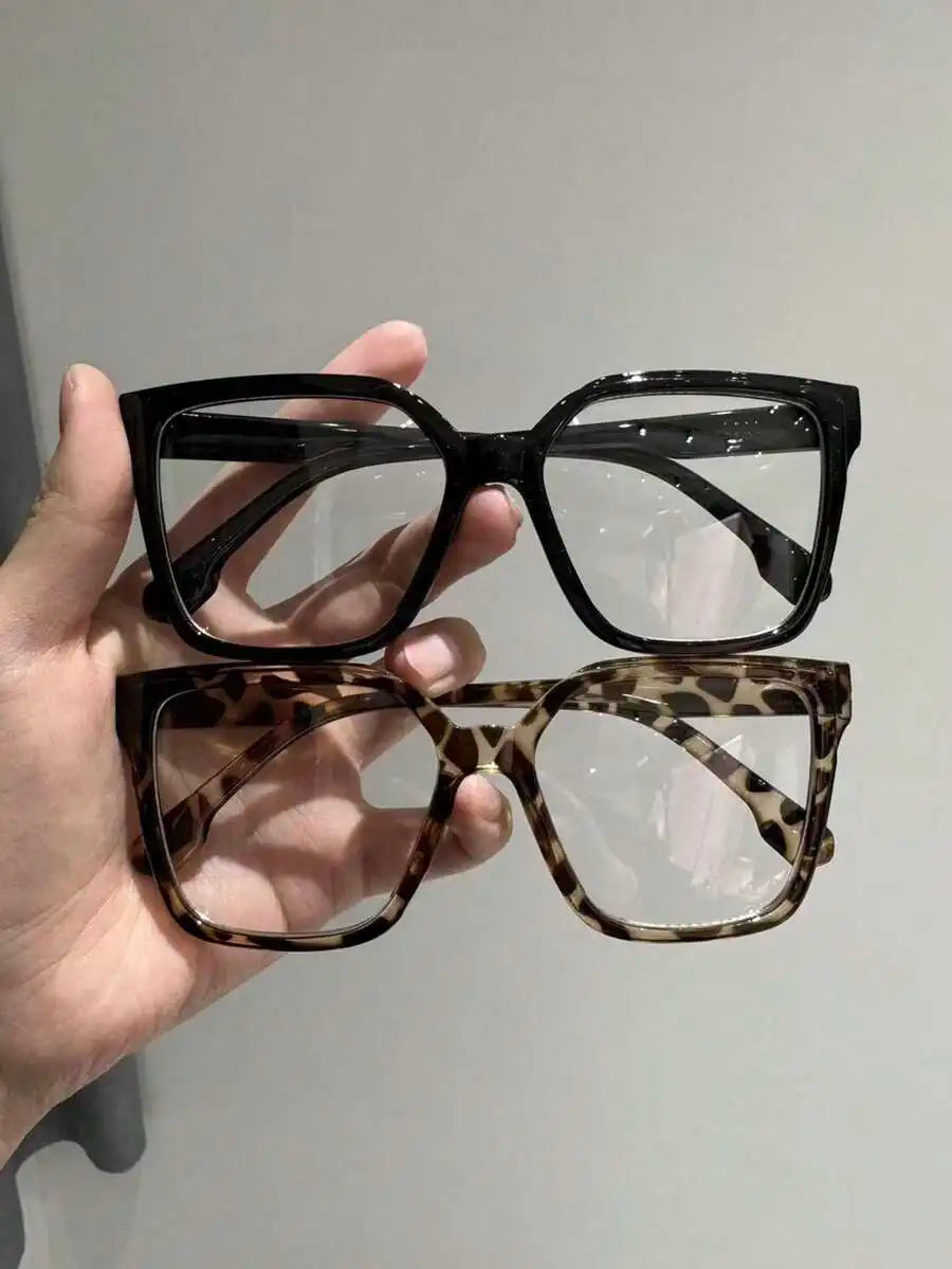 1-4 Pairs Women's Multi-Color Plastic Square Casual Classic Portable Transparent Glasses Set, Suitable For Back To School,