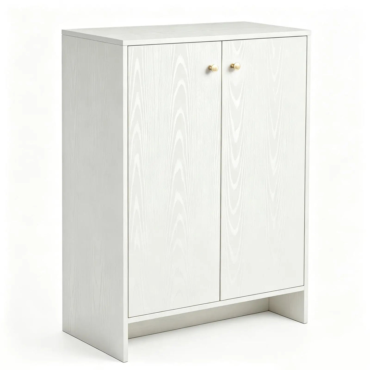 White Shoe Cabinet With Double Doors, Slim 5 Tier Freestanding Shoe Storage Organizer With Waterproof Surface For Entryway Hallway