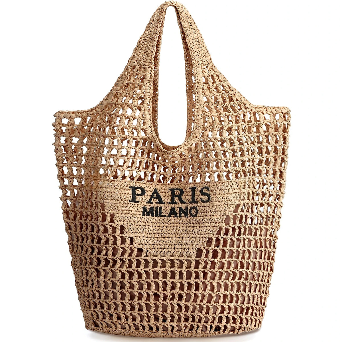Straw Beach Bags for Women - Women Beach Handmade Woven Tote Bag, Summer Mesh Hollow Shoulder Bag for Holiday