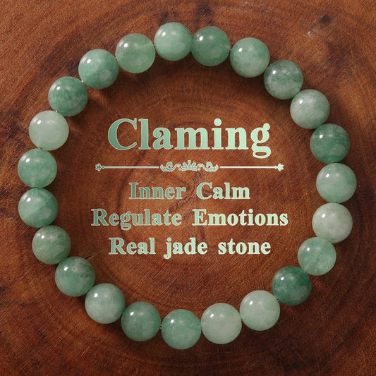 Genuine Jade Bracelet for Women Mens Green Crystal Beaded Bangle Fortune Braclet Natural Stone Clearance Jewelry