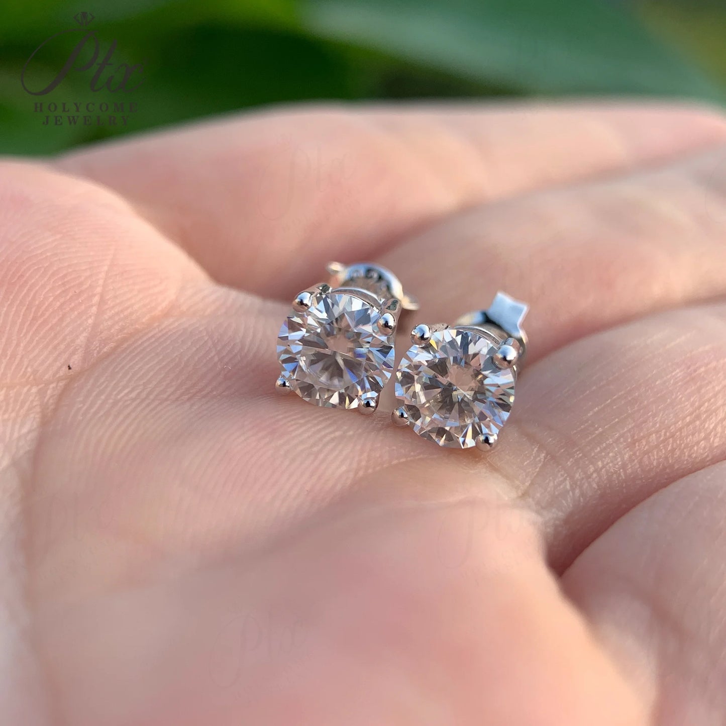 Moissanite Earrings Shinning 4 Prongs Ear Stud 925 Sterling Silver 5mm D Color for Women Gemstone Wedding Anniversary Fine Jewelry