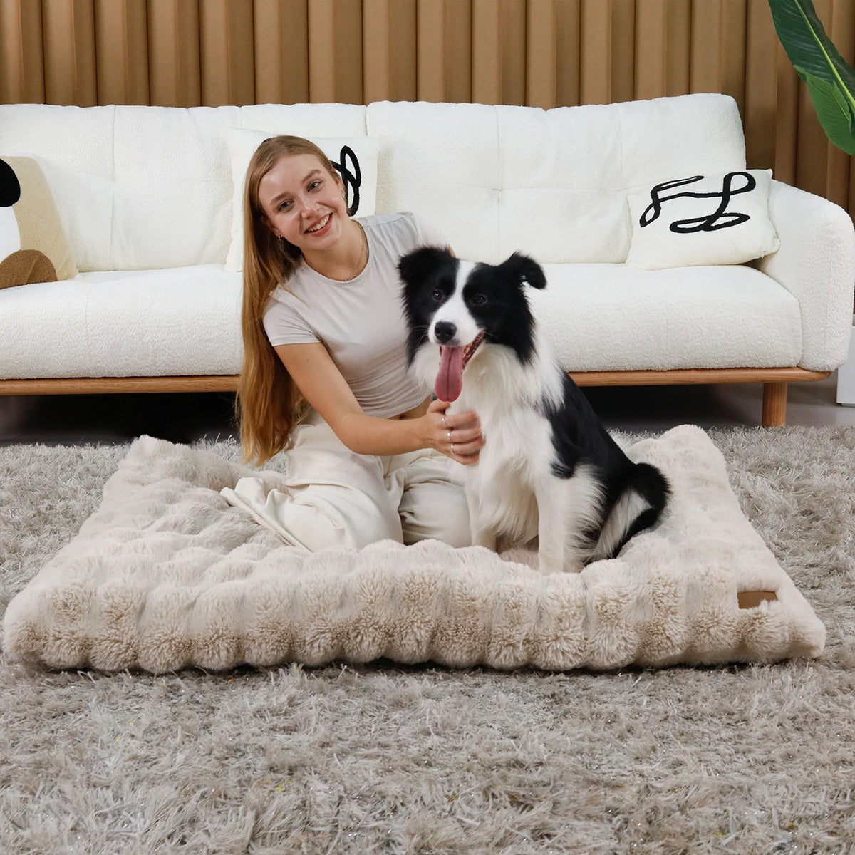 M-4XL Ultra-soft Plush Dog Bed Pet Cat Calming Sleeping Bed Thicker Foam Base Crate Bed Multiple Sizes Option for Dogs