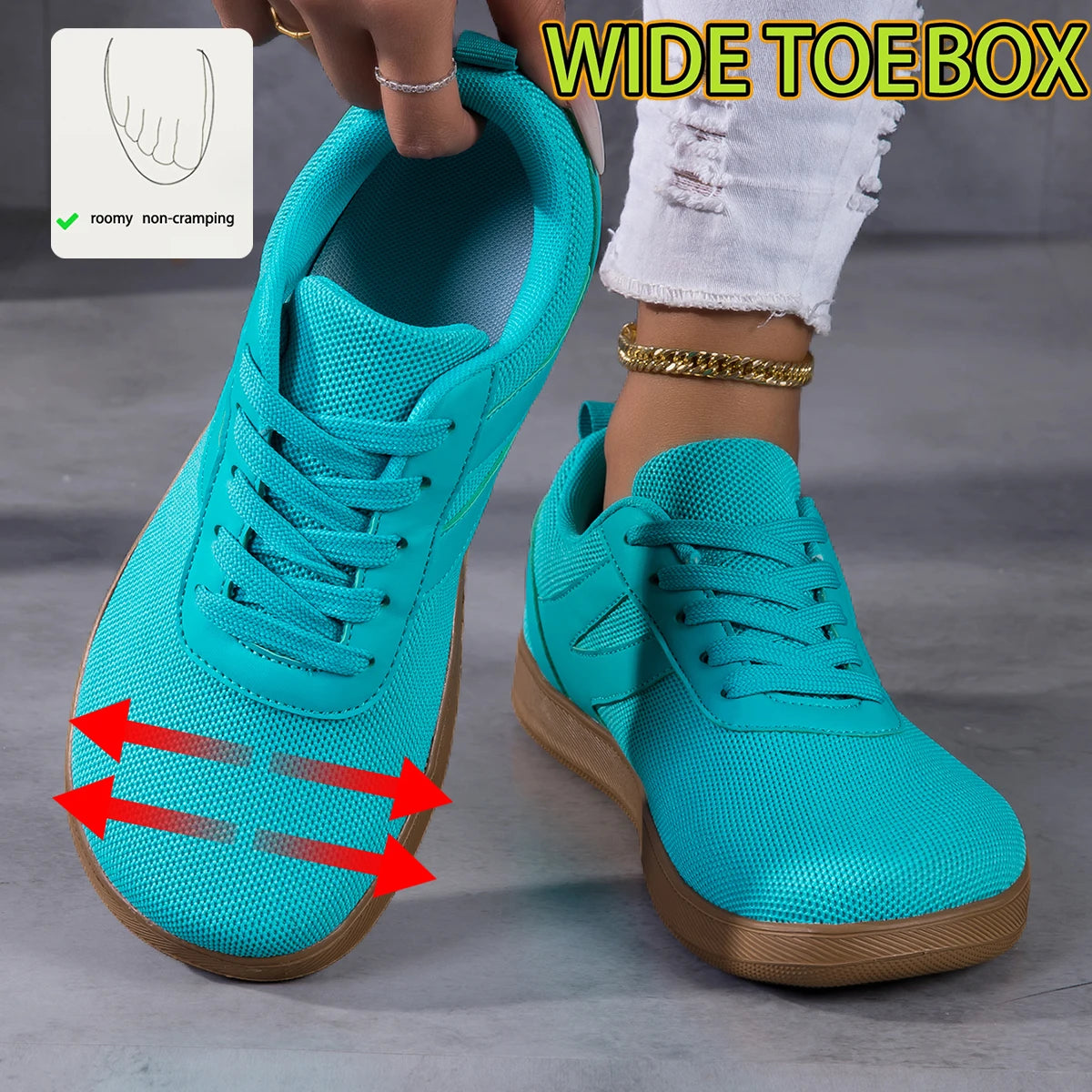 2026 New Wide-Toe Women's Sneakers, Breathable and Slip-Resistant, Comfortable and Lightweight Casual Shoes for Daily Walking and Training, German-Style Trainer, Unisex Design