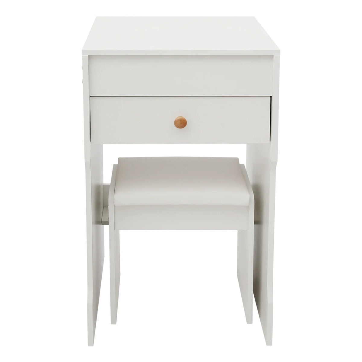 Vanity Dressing Table with Mirror and Stool 15.8" White Compact Storage Desk for Bedroom Dormitory Studio Apartment