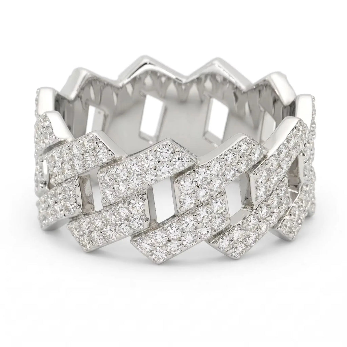 Zircon Ring, Cuban Link Style Full Pave, Men's Fashion Street Hip Hop, Iced Out Pave Band, Party Jewelry,Luxury Sparkling Anniversary Fine Jewelry Gifts for Wife Women Girls Friends