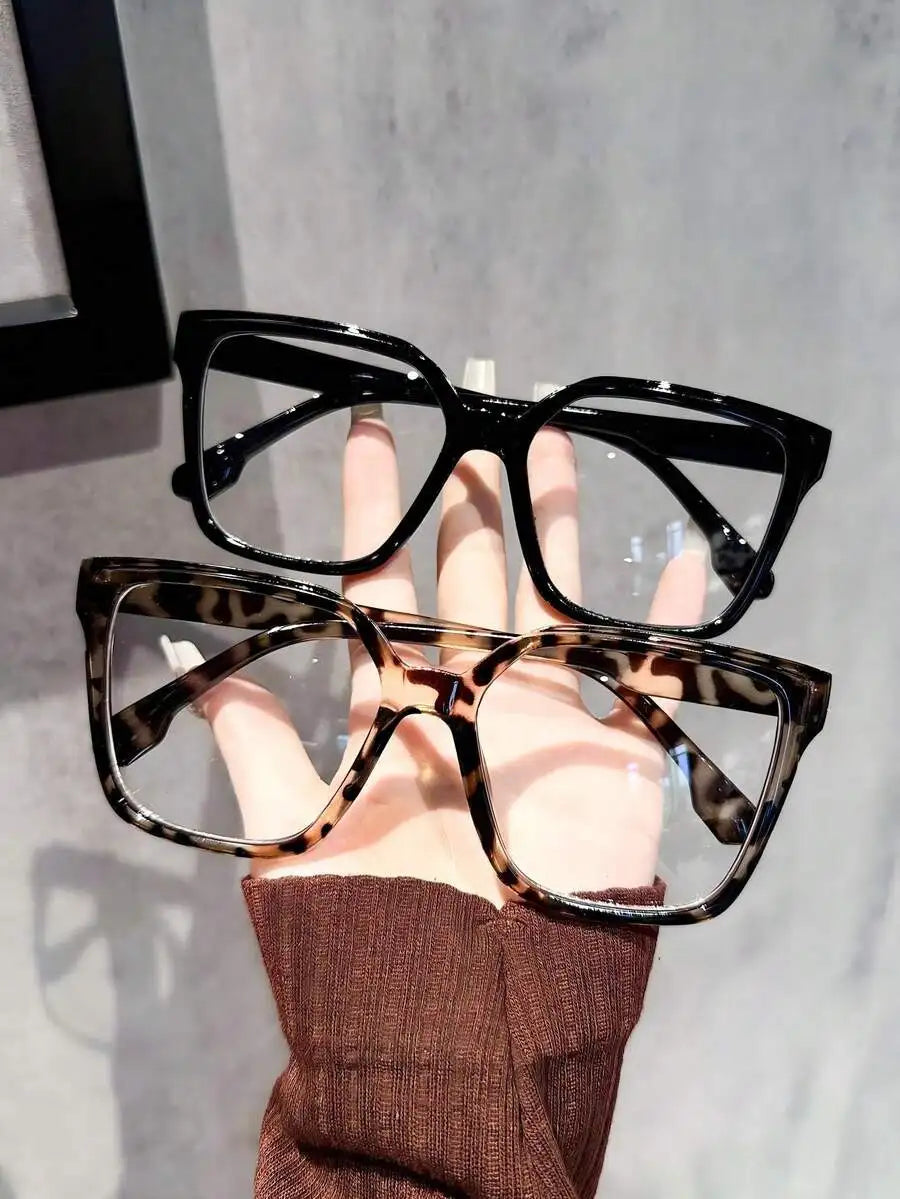 1-4 Pairs Women's Multi-Color Plastic Square Casual Classic Portable Transparent Glasses Set, Suitable For Back To School,