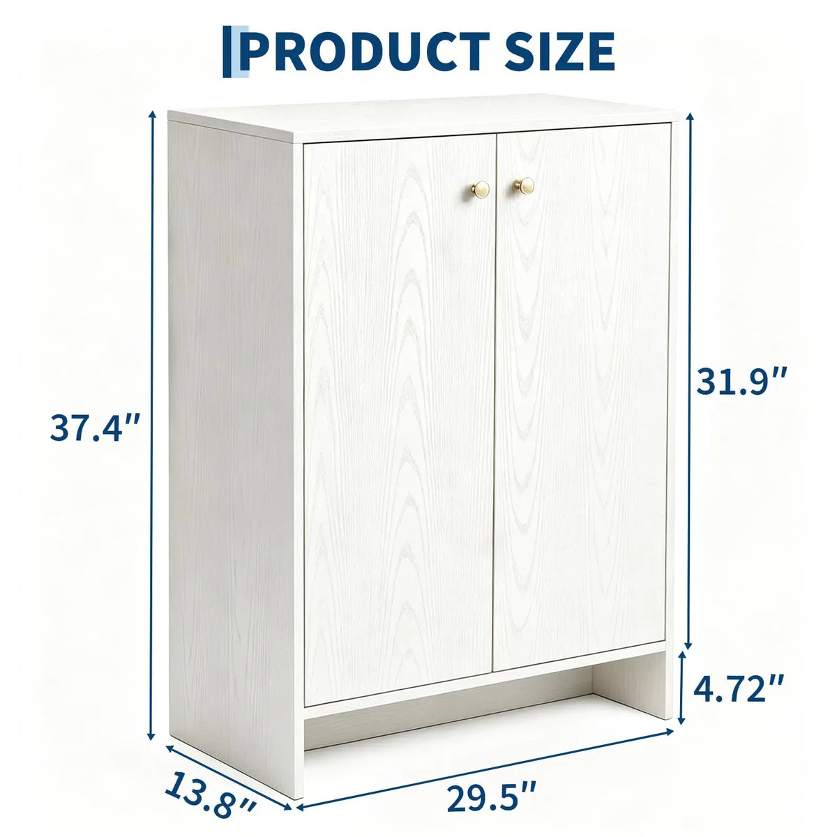 White Shoe Cabinet With Double Doors, Slim 5 Tier Freestanding Shoe Storage Organizer With Waterproof Surface For Entryway Hallway