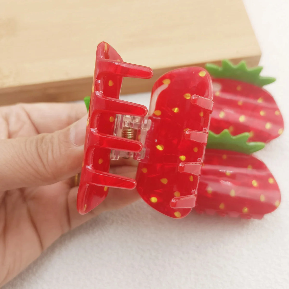 1pc cute little strawberry hair clip mini half updo hair clip fashion ponytail clip female daily holiday party hair accessory