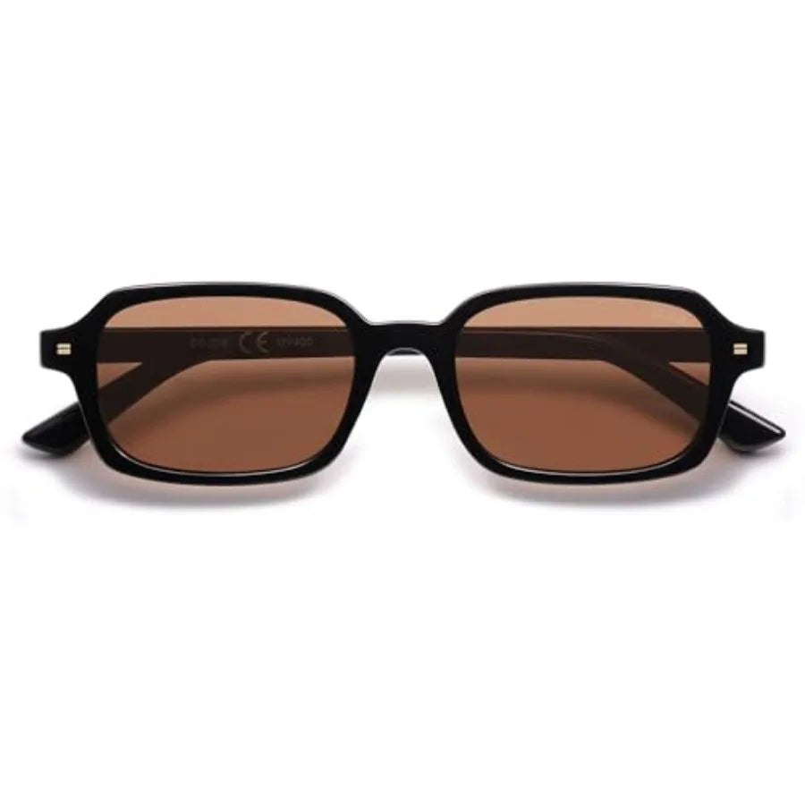 Trendy Rectangle Polarized Sunglasses Womens Mens, Small Retro Fashion Thin Slim Square Sunnies SJ2610