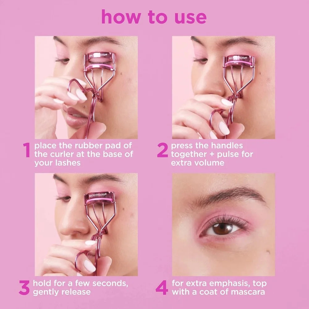 Gentle Lash Curler for Lifted Lashes Extra Volume Mascara Travel Size Comfort Grip Pinch Free Design Pink Cruelty Free Eyelash Curler