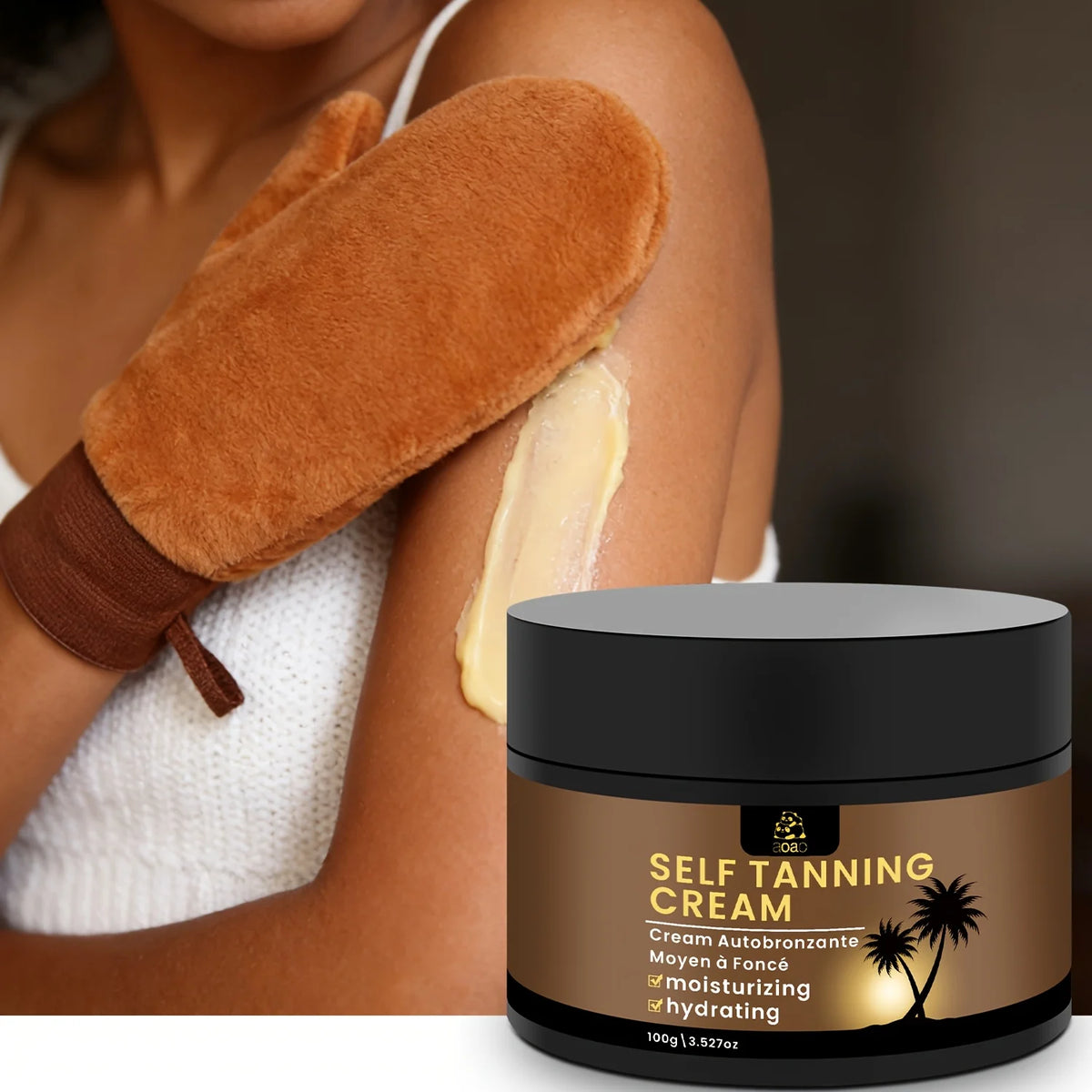2pcs Self-Tanning Firm Cream With Aloe & Coconut Medium-Dark Tone Hydrating Moisturizer For A Glowing Bronze 100g
