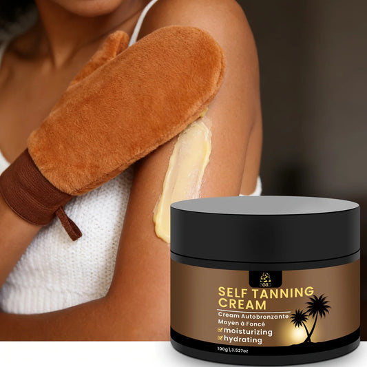 2pcs Self-Tanning Firm Cream With Aloe & Coconut Medium-Dark Tone Hydrating Moisturizer For A Glowing Bronze 100g