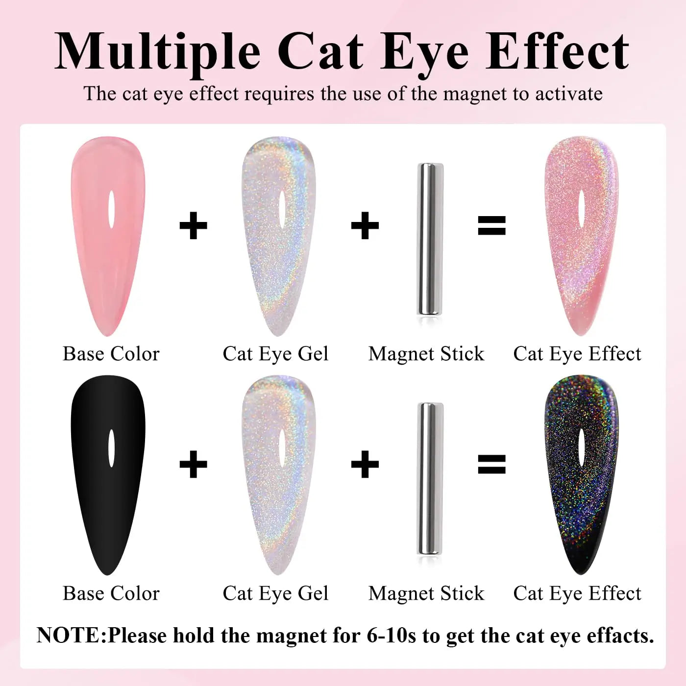 Rainbow Cat Eye Gel Polish - 10ml Holographic 9D Cat Eye with Magnetic Stick for a Glittery Iridescent Galaxy Effect Soak Off UV