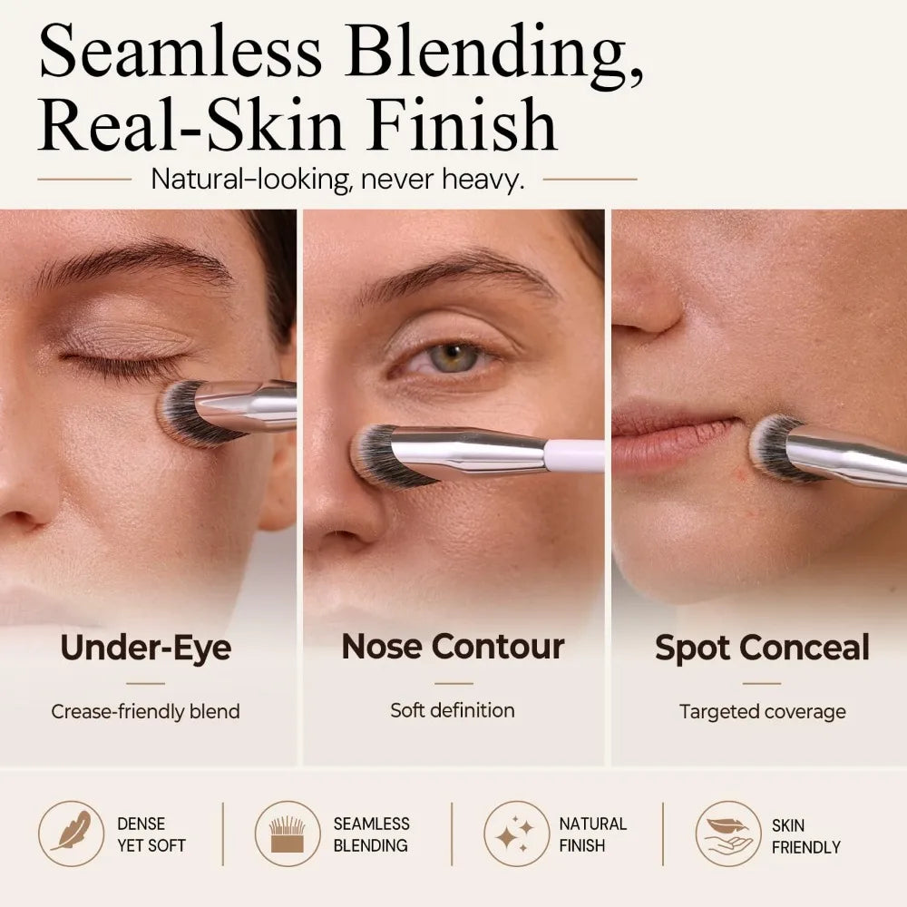Angled Concealer Brush for Under Eye Small Foundation Precision Face Makeup Blending Professional Cosmetic Tool