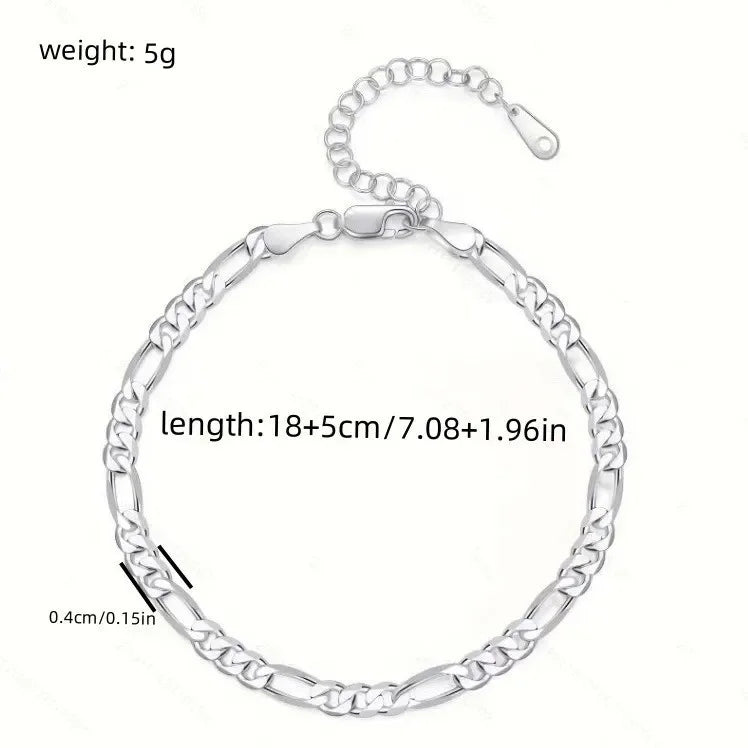 New 925 sterling Silver Bracelets Anklet Beautiful 4MM chain for Women men Wedding Pretty designer Jewelry Fashion Holiday gifts