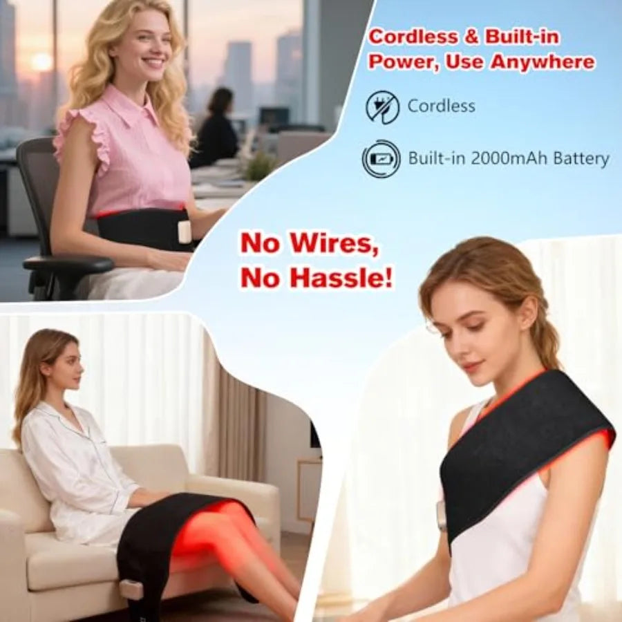 Red Light Therapy Belt for Back Pain Relief, Portable 660nm Light Therapy Wrap for Body and Waist, Rechargeable Cordless Contro