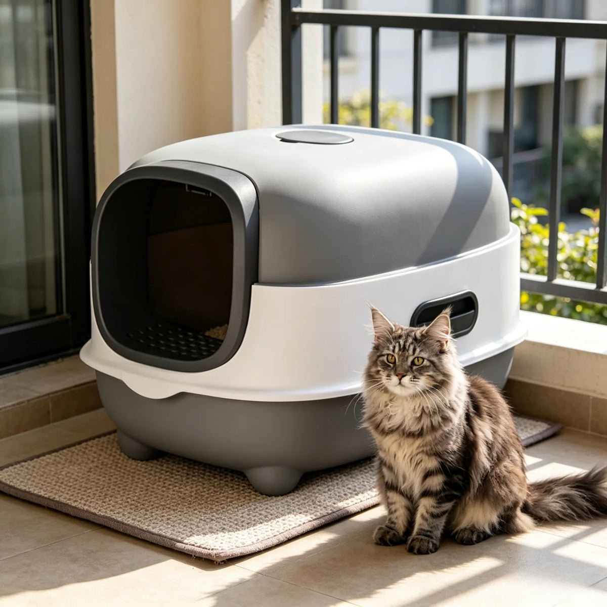 Large Enclosed Cat Litter Box Hooded Kitty Pan Box Front Entry Toilet Tray with Litter Scoop Anti-Splashing
love. Wendy~